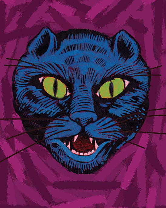 Black Cat with Purple Background - Strange Uncle
