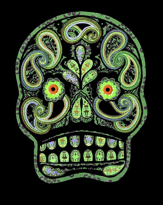 Paisley Skull Green - Strange Uncle